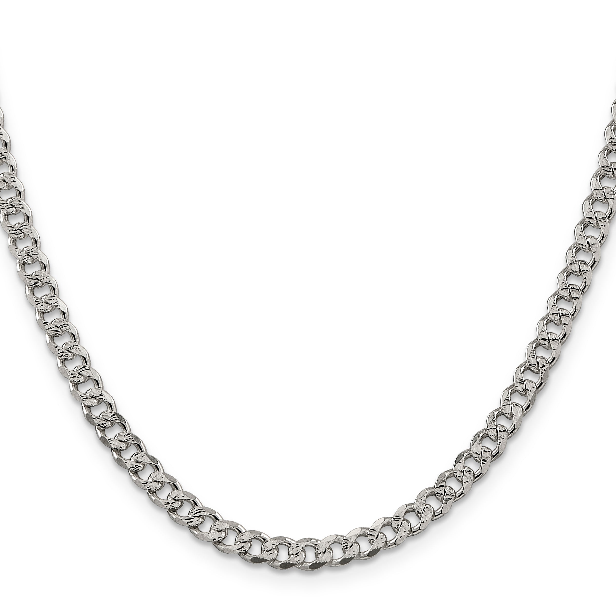 Sterling Silver 4.5mm Pave Curb Chain