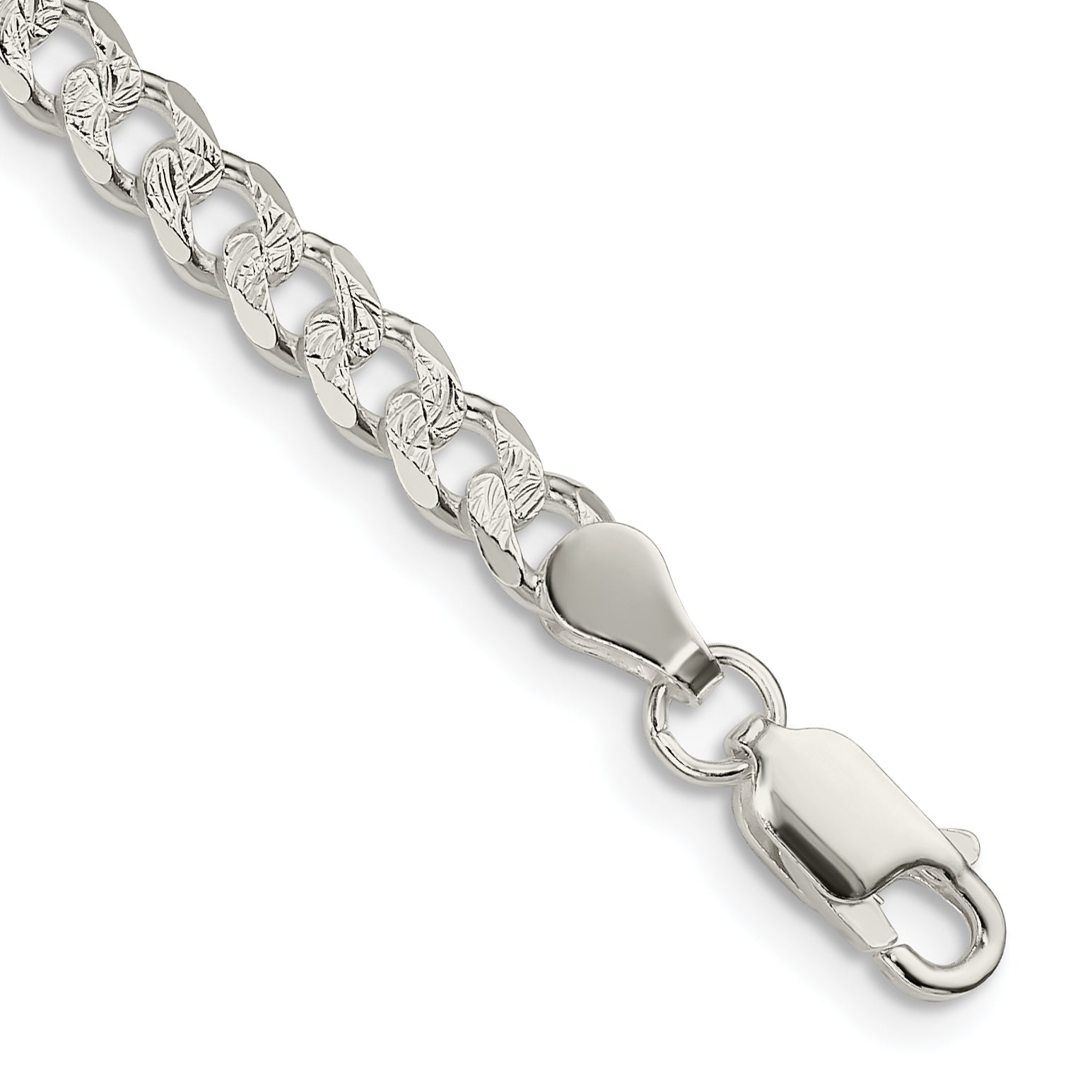 Sterling Silver 4.5mm Pav‚ Curb Chain