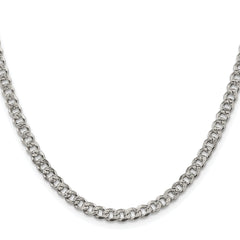 Sterling Silver Rhodium-plated 4.5mm Pave Curb Chain