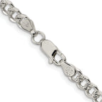Sterling Silver Rhodium-plated 4.5mm Pave Curb Chain
