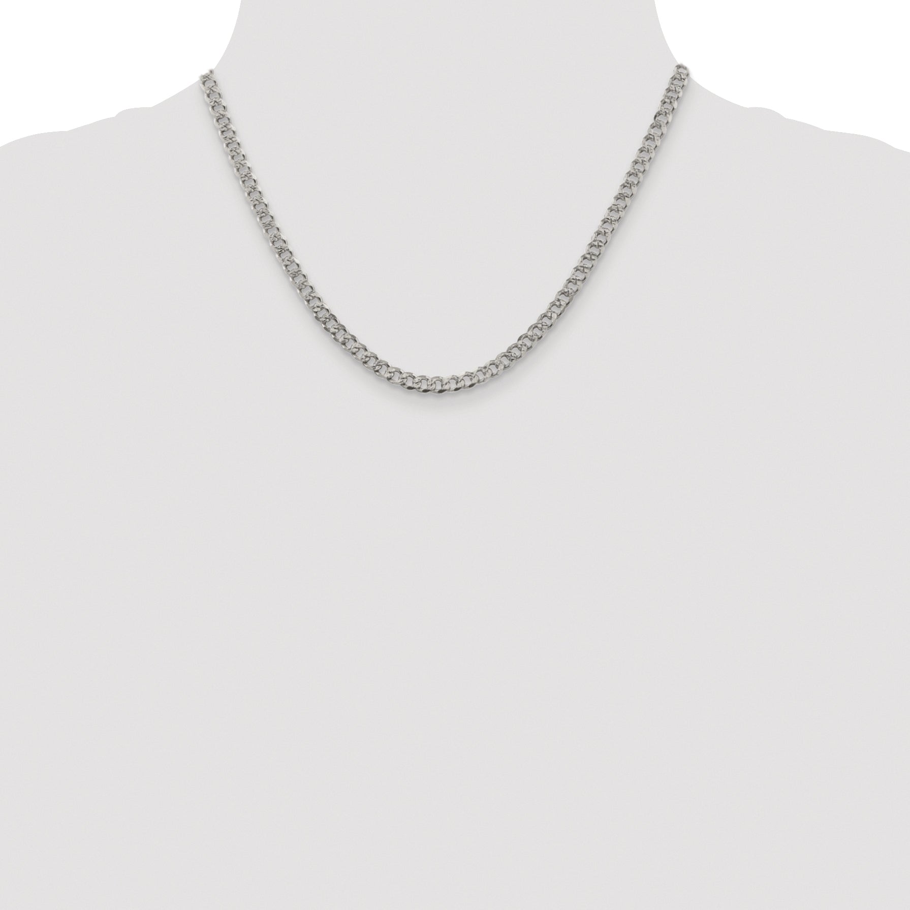 Sterling Silver Rhodium-plated 4.5mm Pav‚ Curb Chain