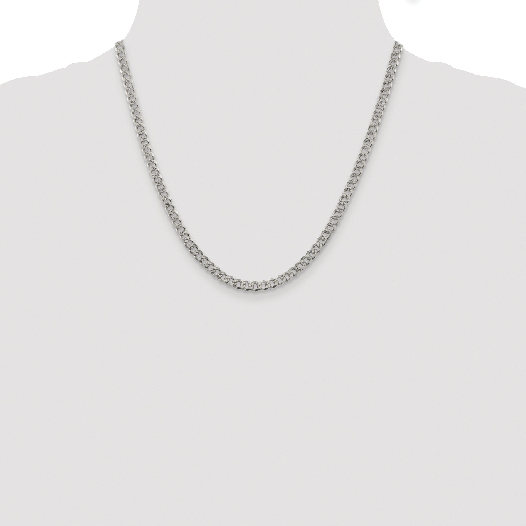 Sterling Silver Rhodium-plated 4.5mm Pav‚ Curb Chain