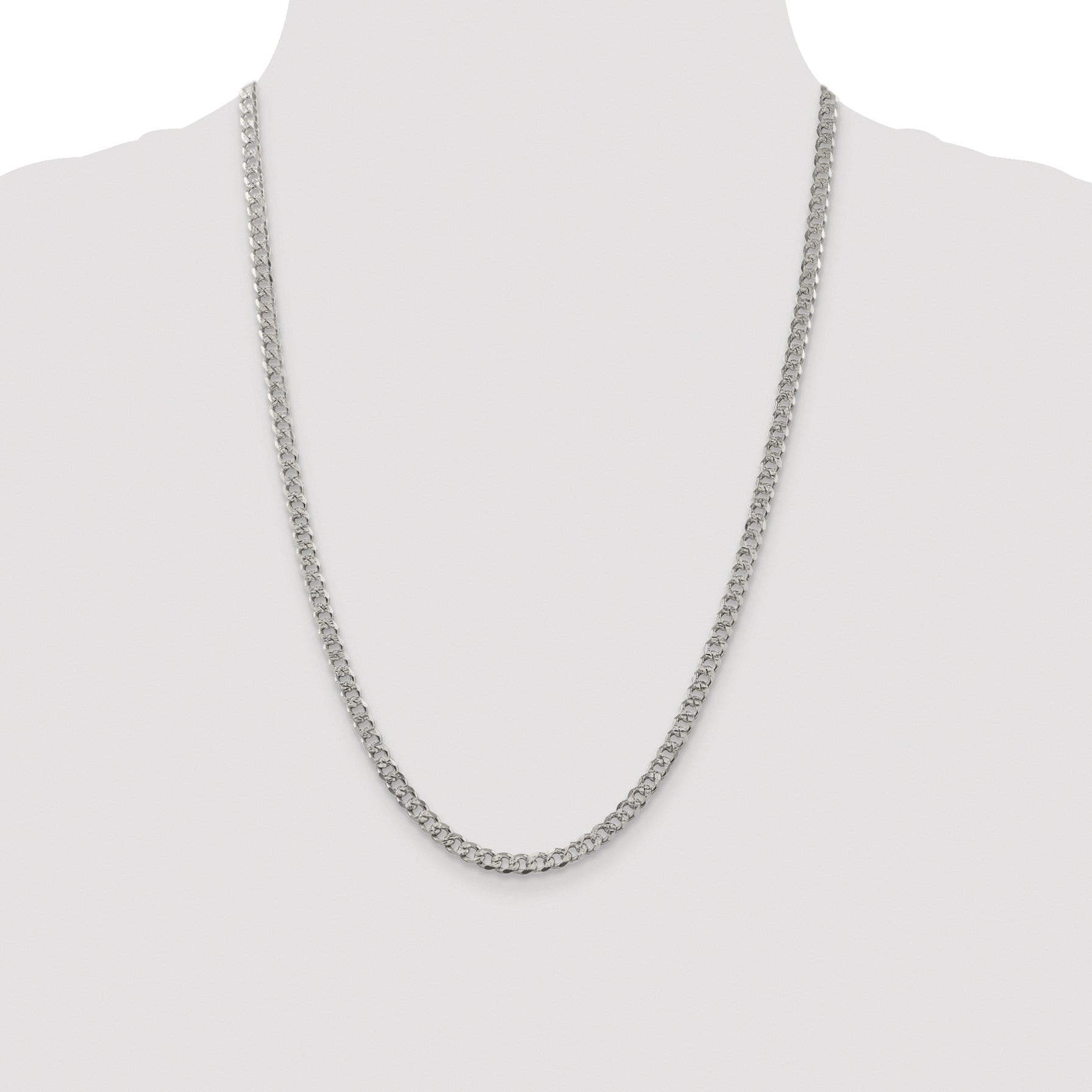 Sterling Silver Rhodium-plated 4.5mm Pav‚ Curb Chain
