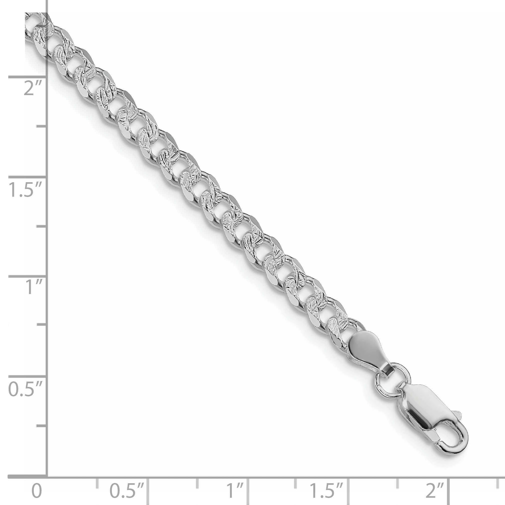 Sterling Silver Rhodium-plated 4.5mm Pav‚ Curb Chain