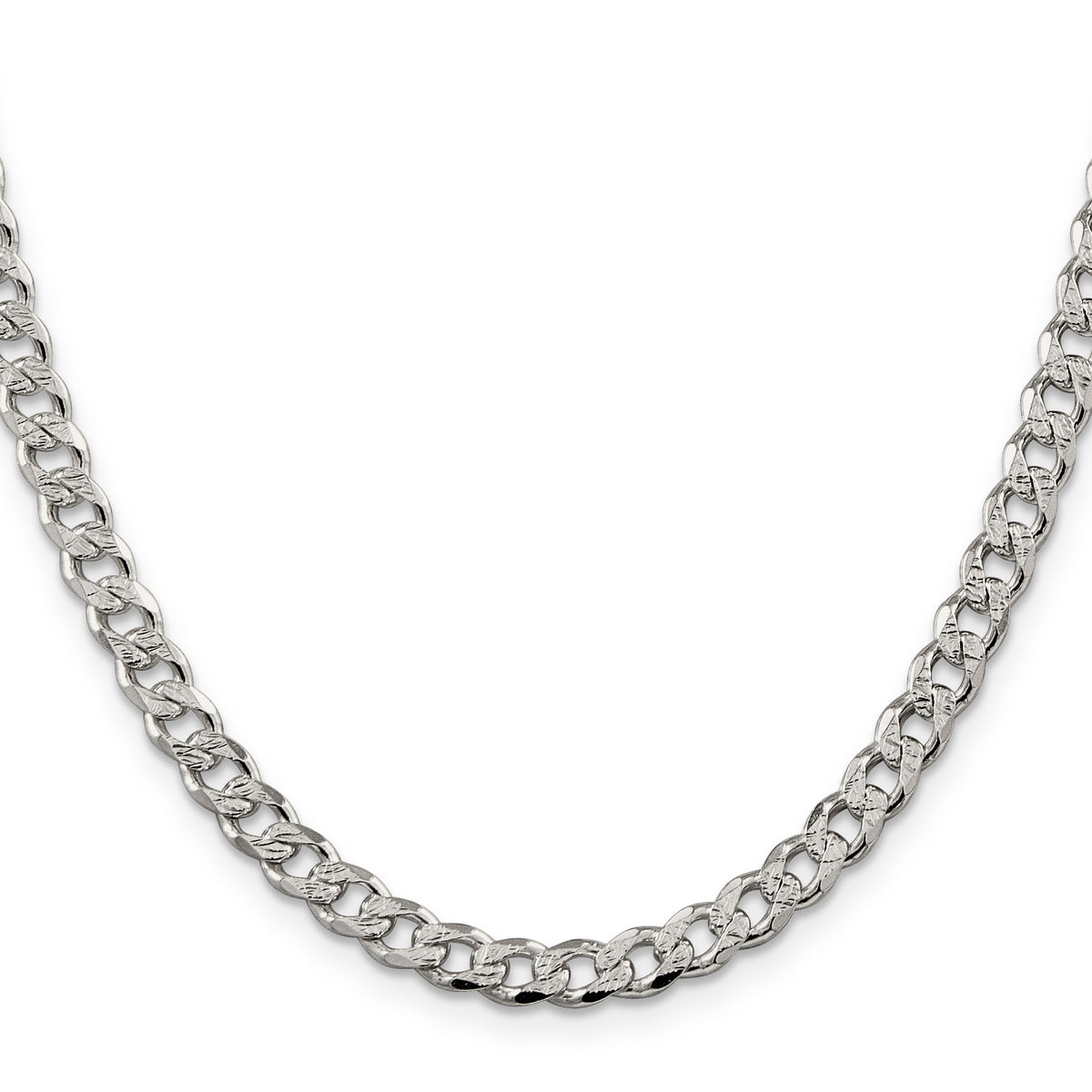 Sterling Silver 5.5mm Pav� Curb Chain