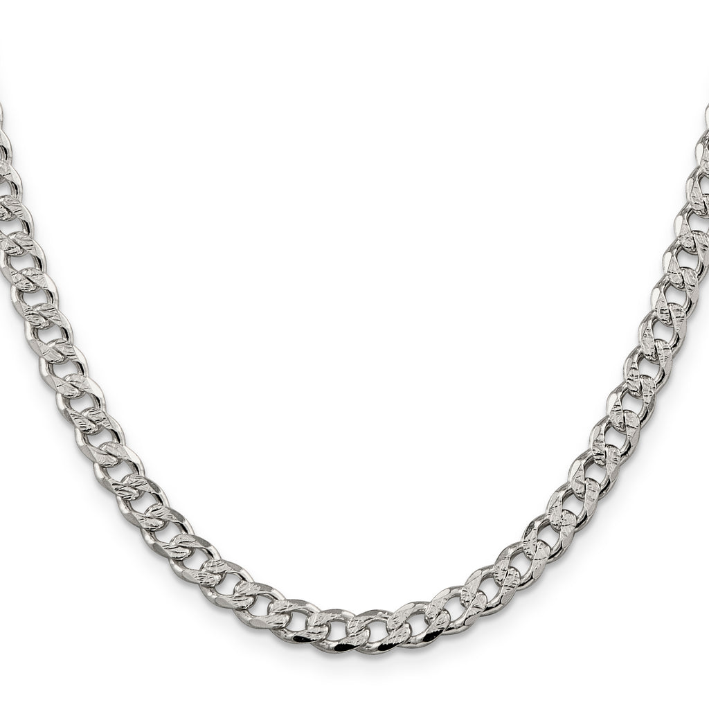 Sterling Silver 5.5mm Pav� Curb Chain