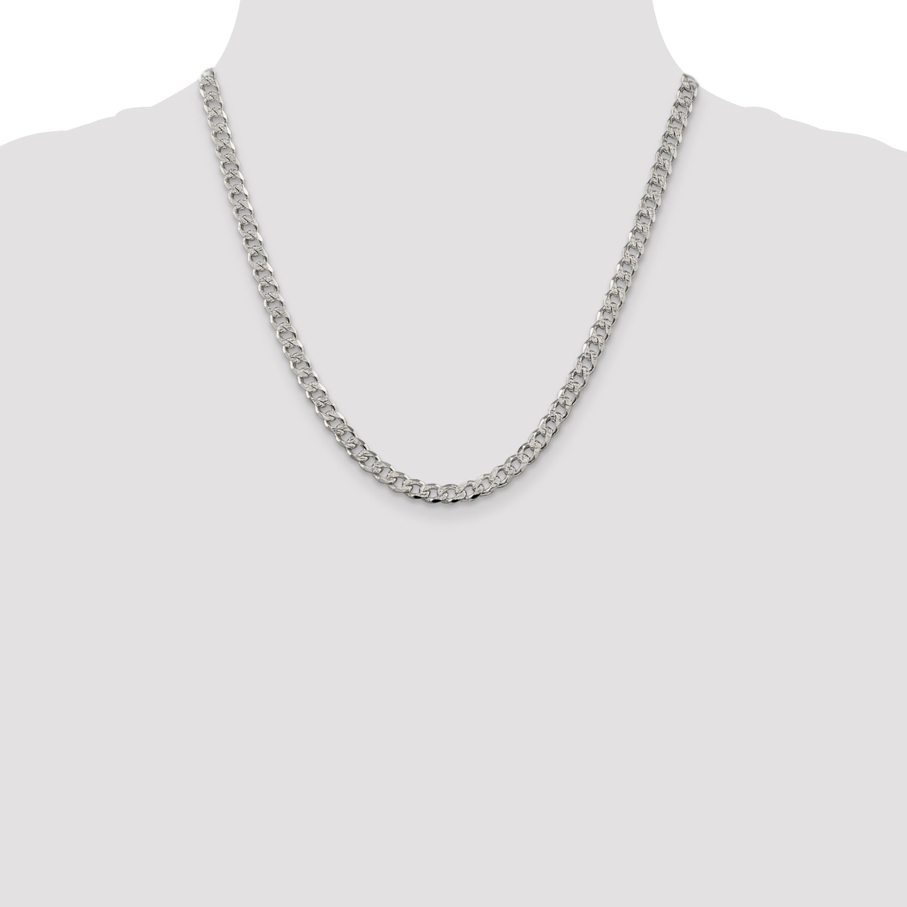 Sterling Silver 5.5mm Pav‚ Curb Chain