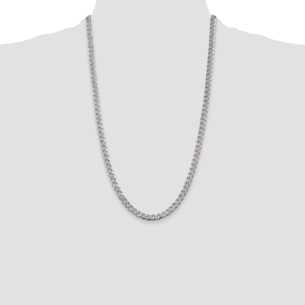 Sterling Silver 5.5mm Pave Curb Chain