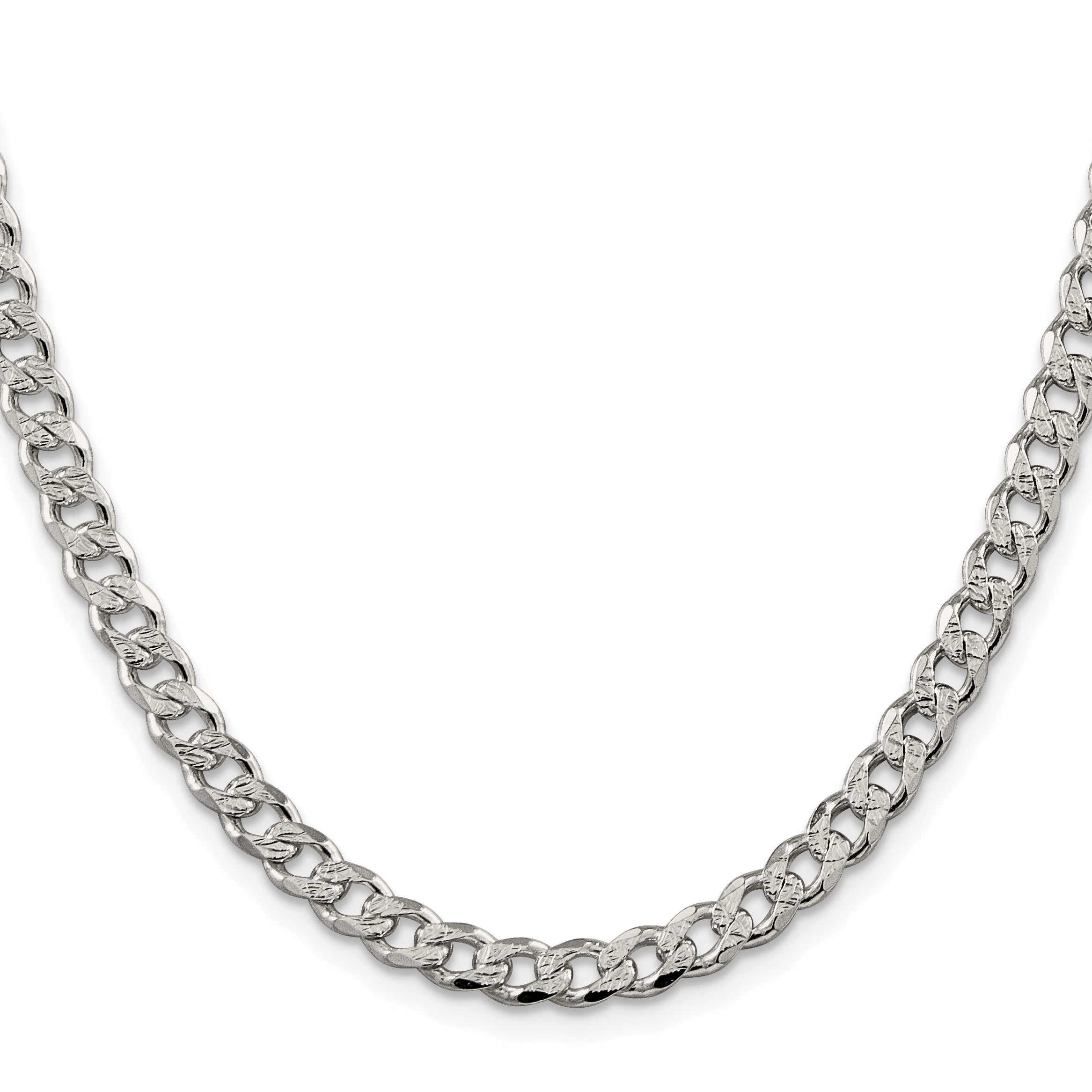 Sterling Silver Rhodium-plated 5.5mm Pave Curb Chain