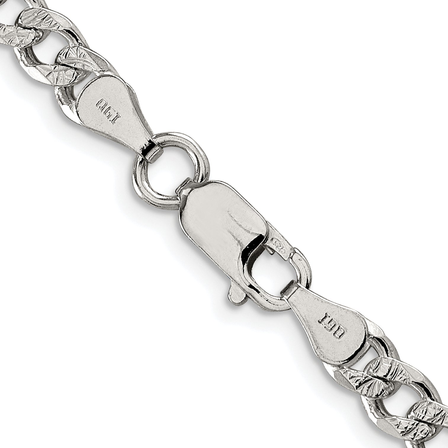 Sterling Silver Rhodium-plated 5.5mm Pave Curb Chain