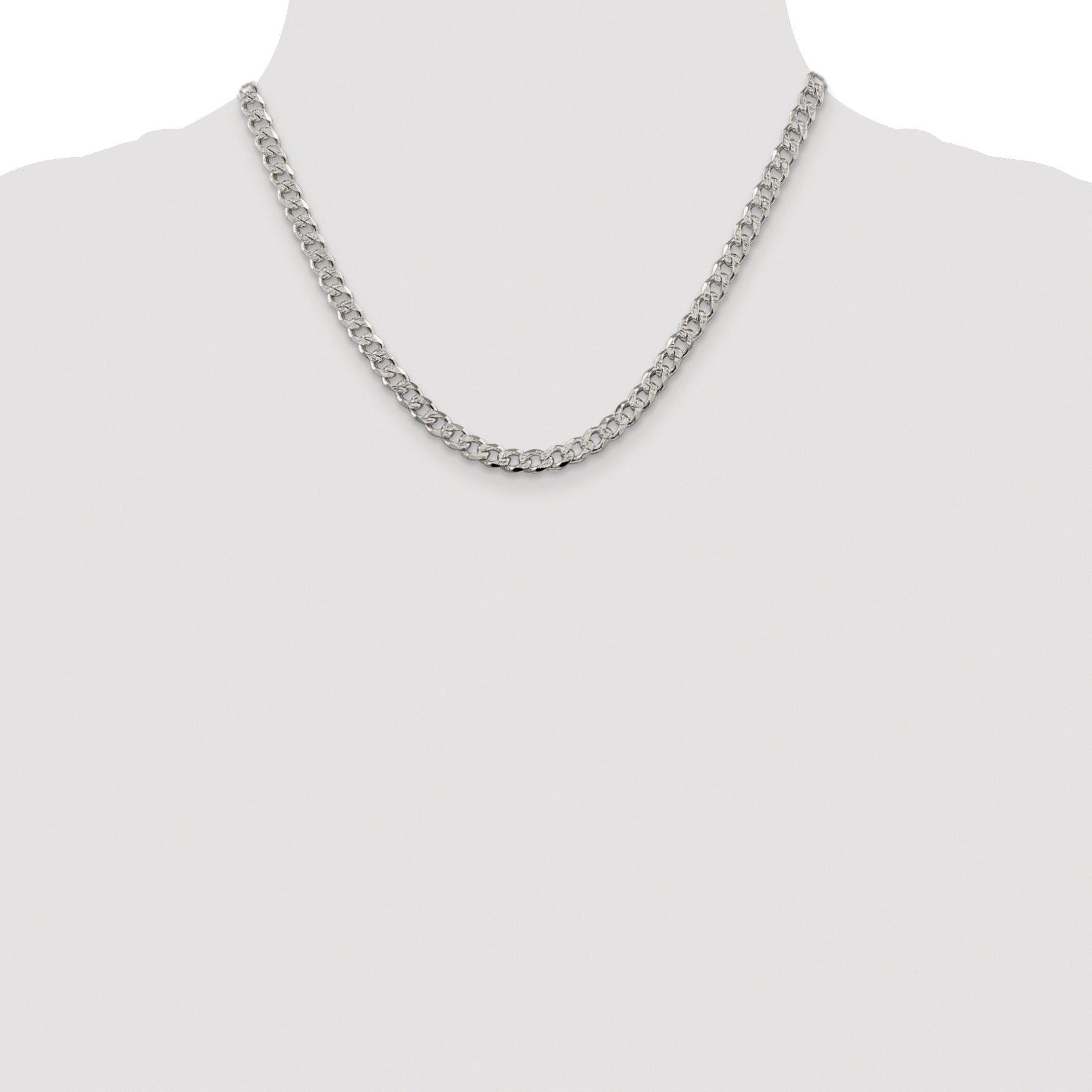 Sterling Silver Rhodium-plated 5.5mm Pav‚ Curb Chain