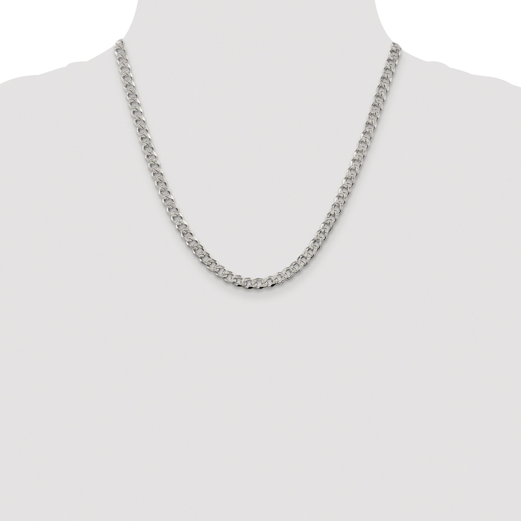 Sterling Silver Rhodium-plated 5.5mm Pav‚ Curb Chain