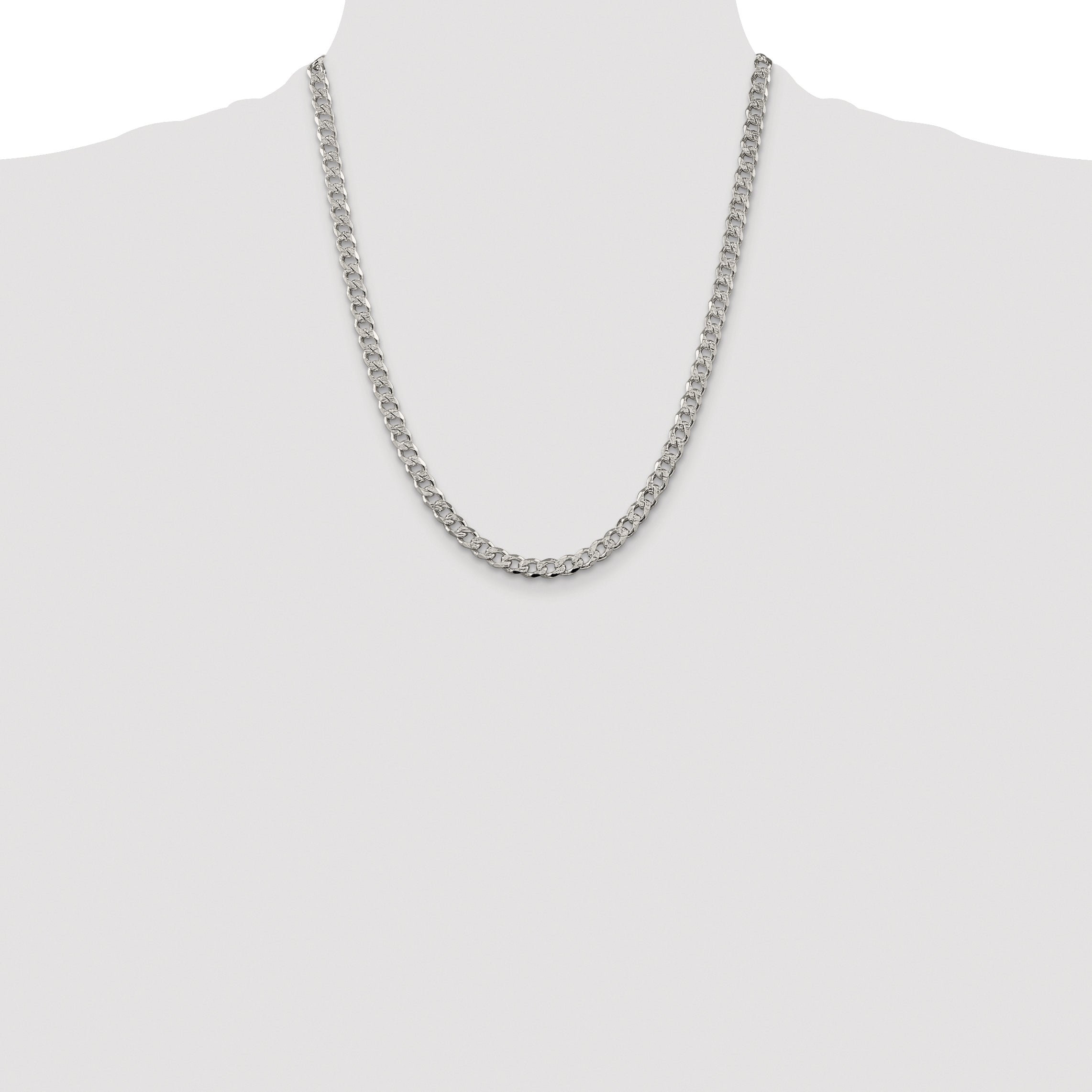 Sterling Silver Rhodium-plated 5.5mm Pav‚ Curb Chain