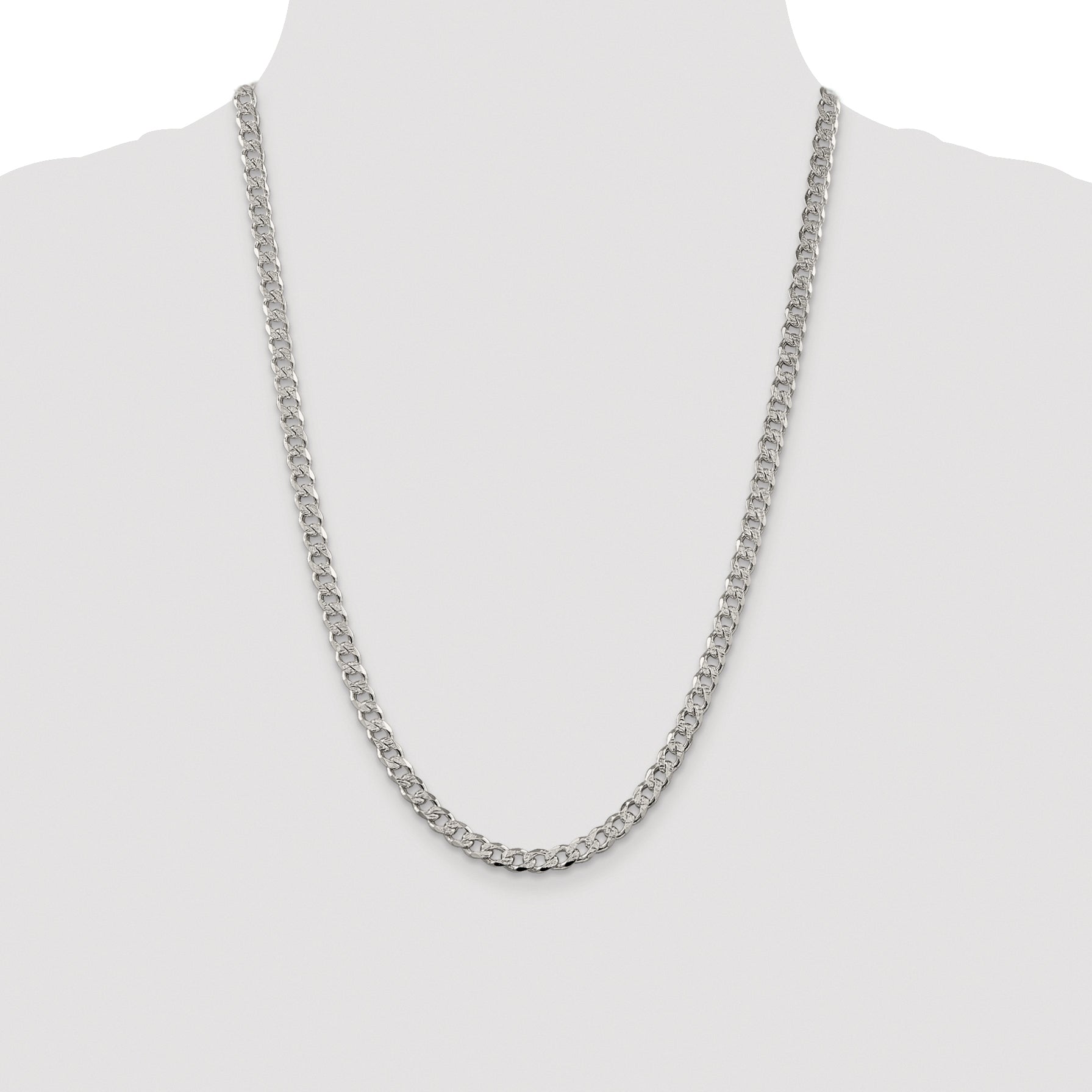 Sterling Silver Rhodium-plated 5.5mm Pav‚ Curb Chain