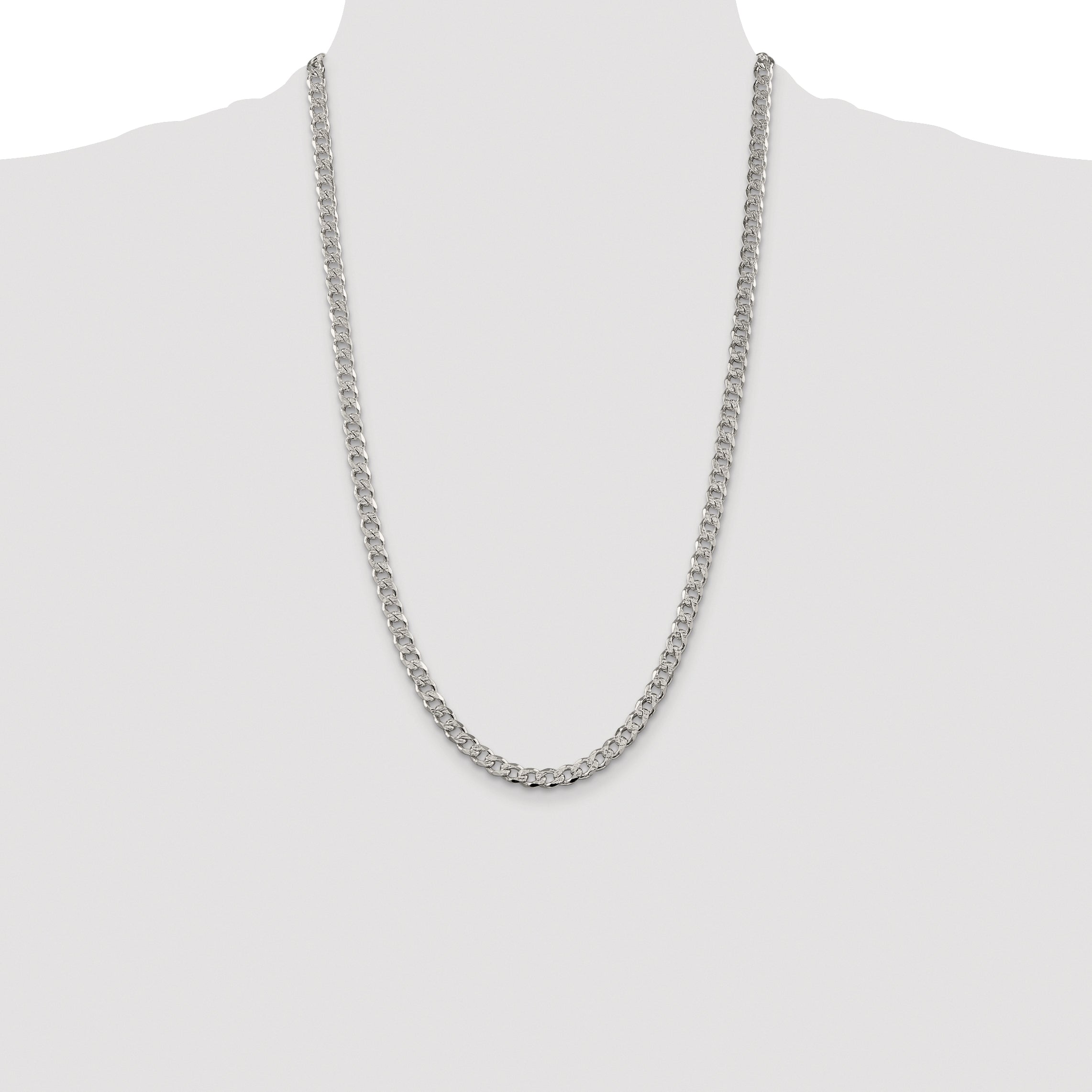 Sterling Silver Rhodium-plated 5.5mm Pav‚ Curb Chain