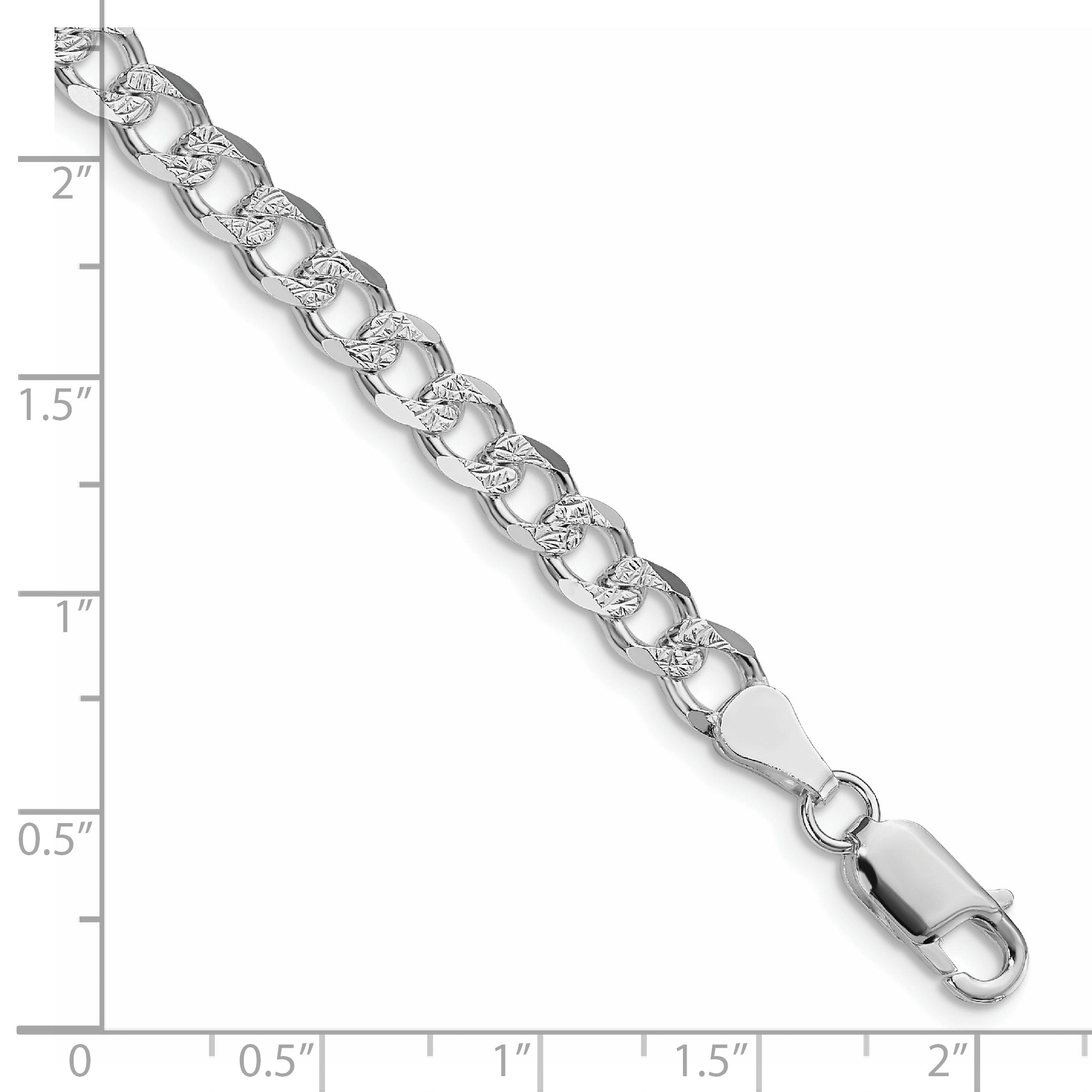 Sterling Silver Rhodium-plated 5.5mm Pav‚ Curb Chain Secondary image