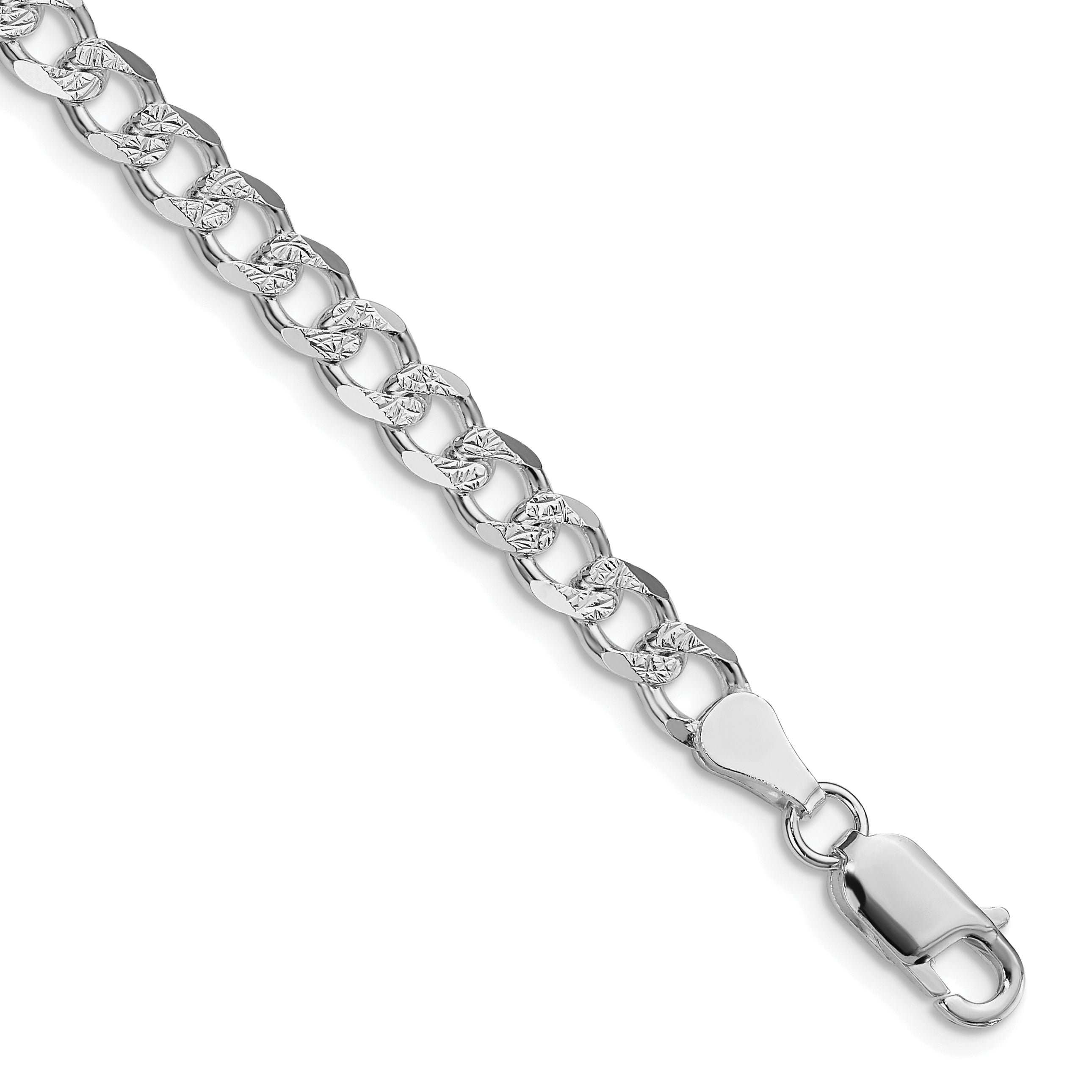 Sterling Silver Rhodium-plated 5.5mm Pav‚ Curb Chain