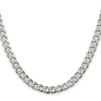 Sterling Silver 7mm Pave Curb Chain