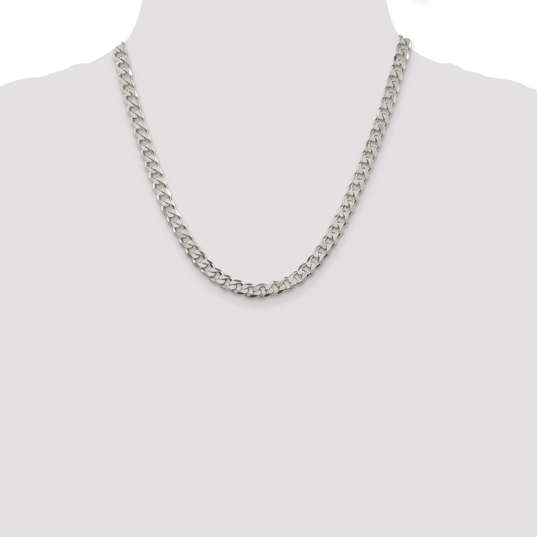 Sterling Silver 7mm Pav‚ Curb Chain