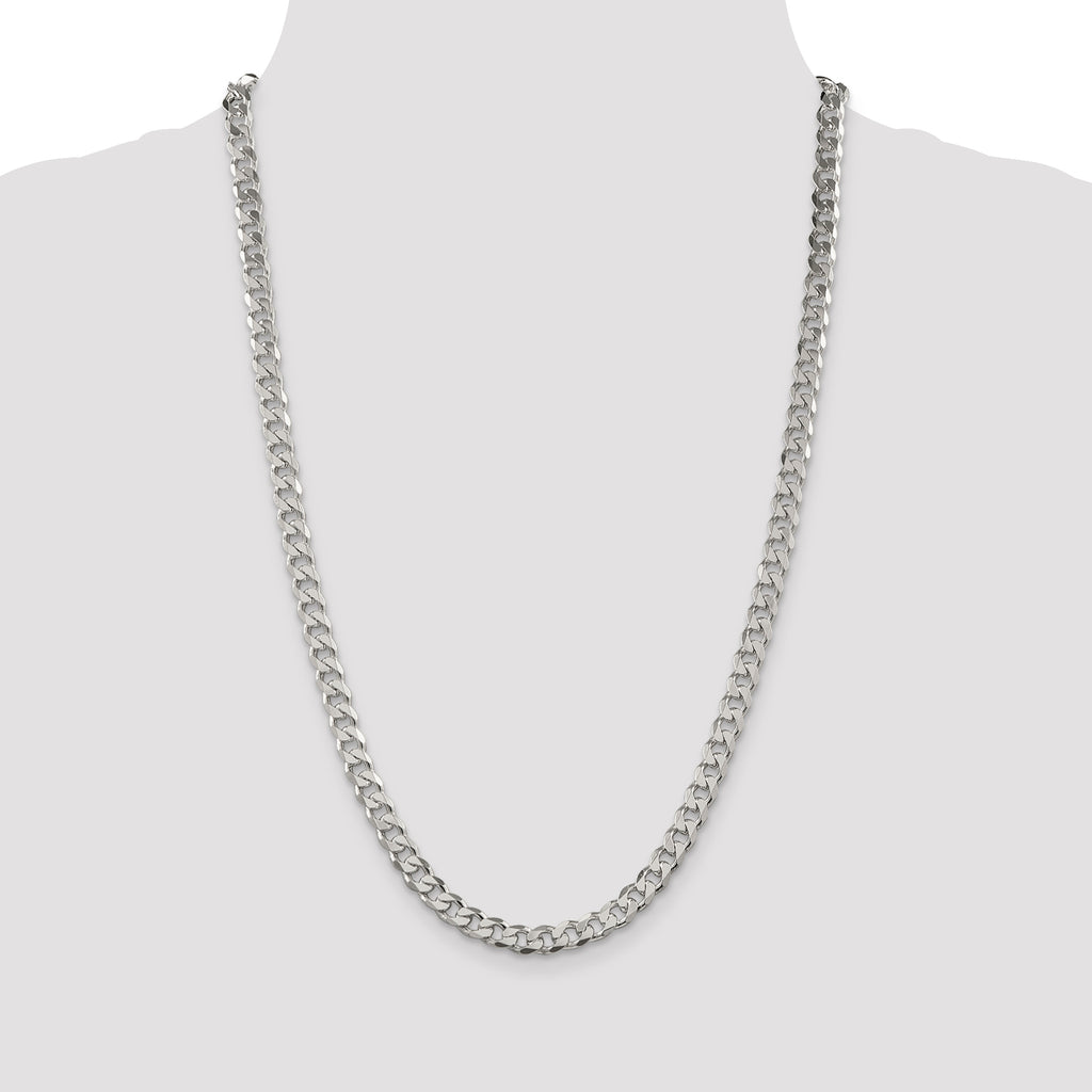 Sterling Silver 7mm Pav‚ Curb Chain