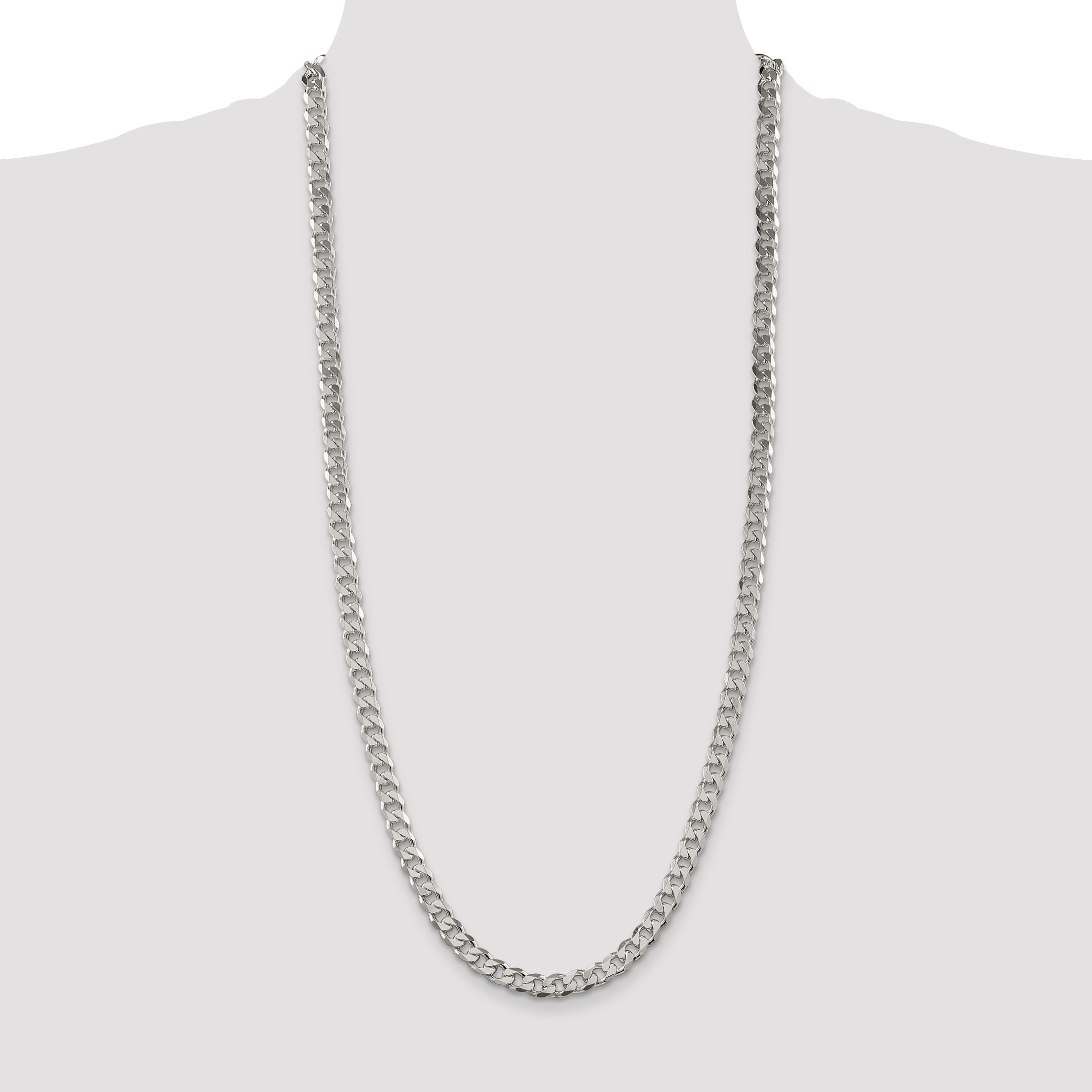 Sterling Silver 7mm Pave Curb Chain