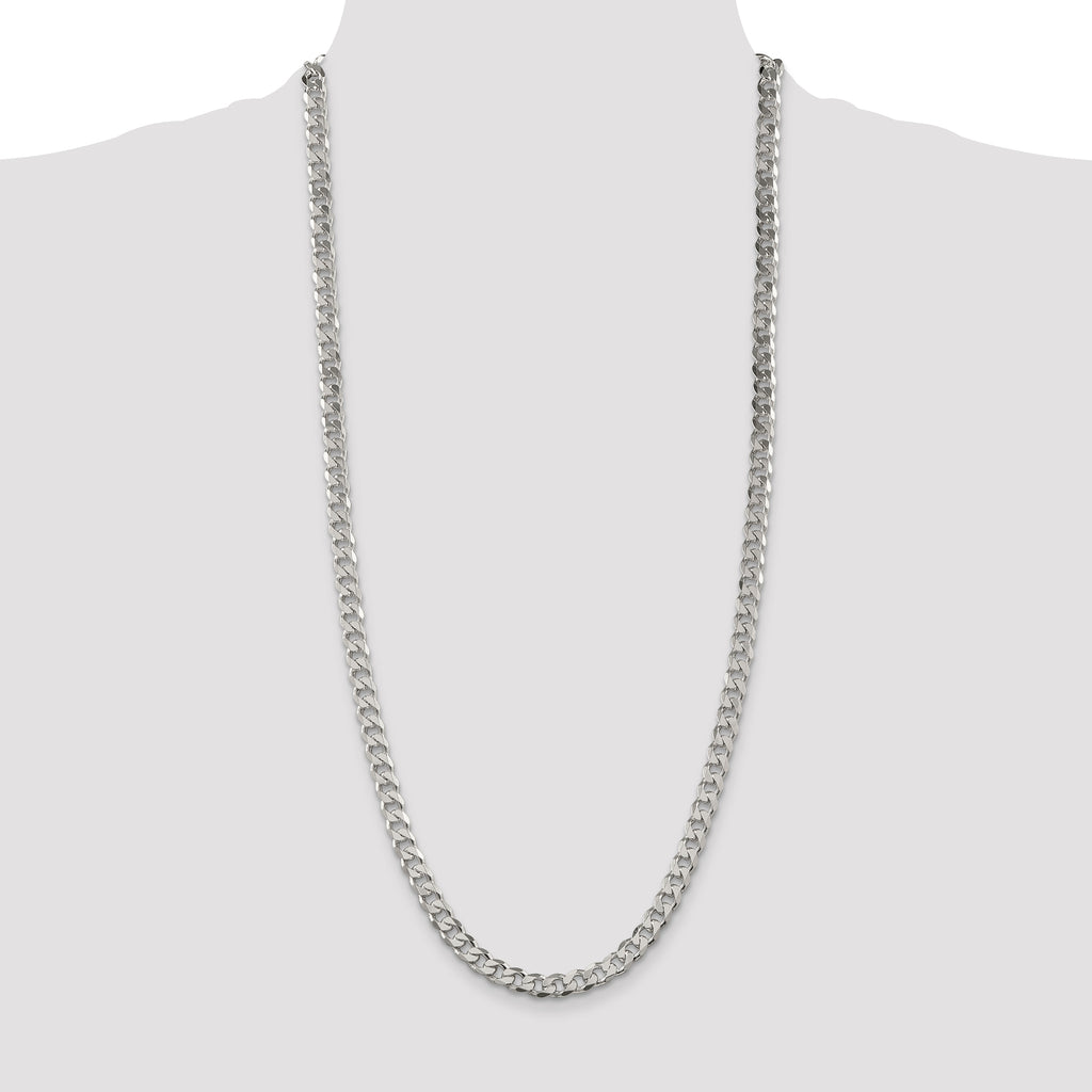 Sterling Silver 7mm Pave Curb Chain