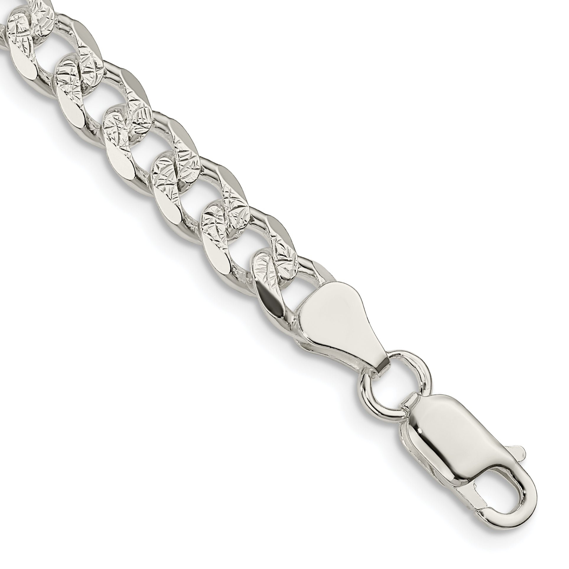 Sterling Silver 7mm Pave Curb Chain Main image