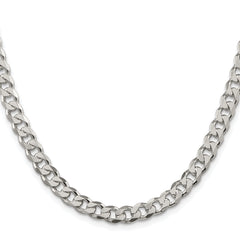 Sterling Silver Rhodium-plated 7mm Pave Curb Chain