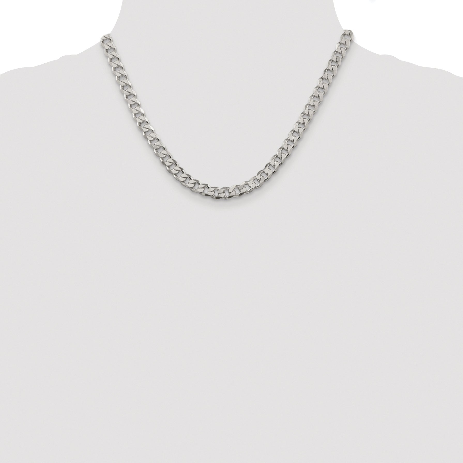 Sterling Silver Rhodium-plated 7mm Pav‚ Curb Chain