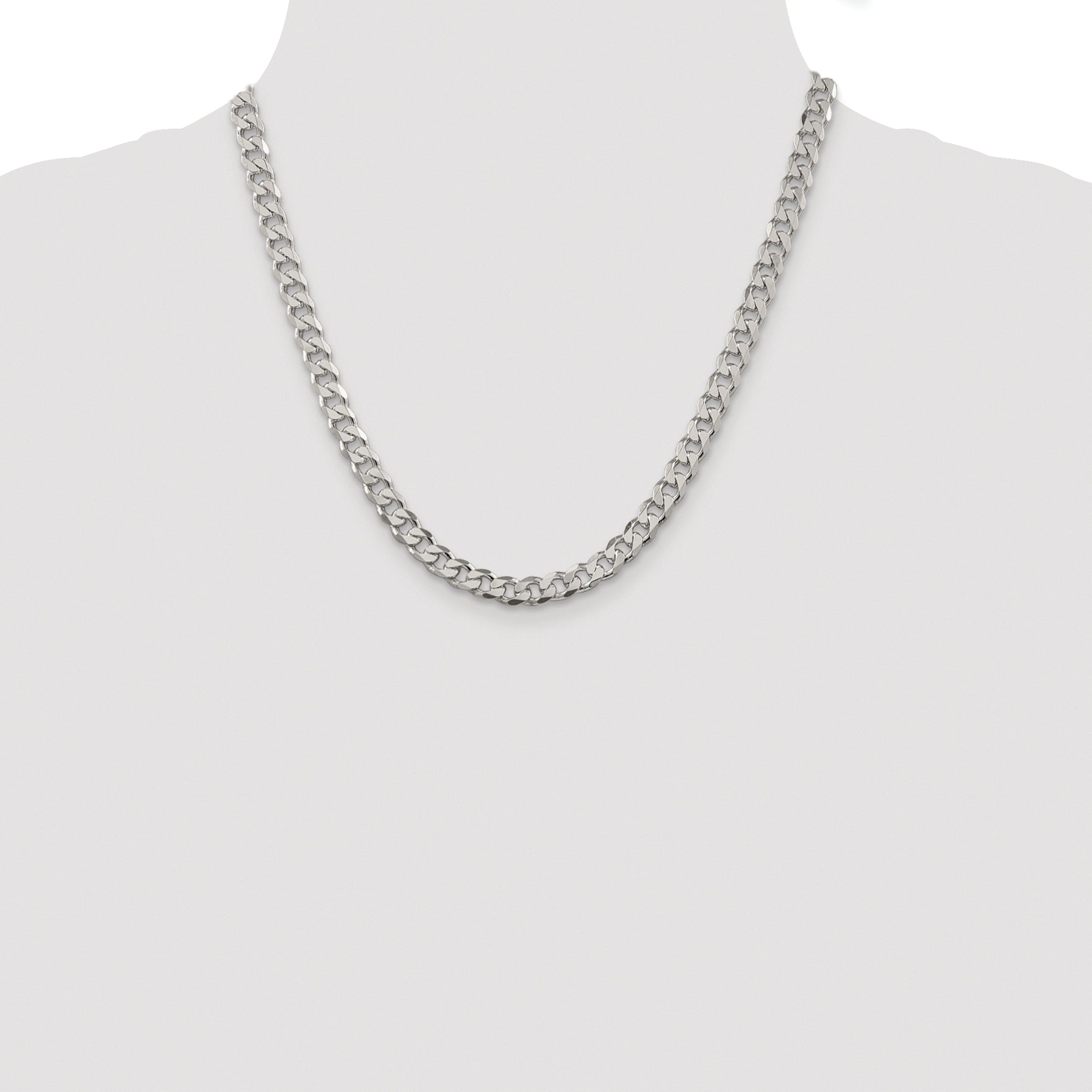 Sterling Silver Rhodium-plated 7mm Pav‚ Curb Chain