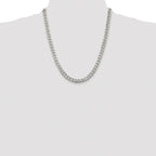 Sterling Silver Rhodium-plated 7mm Pav‚ Curb Chain