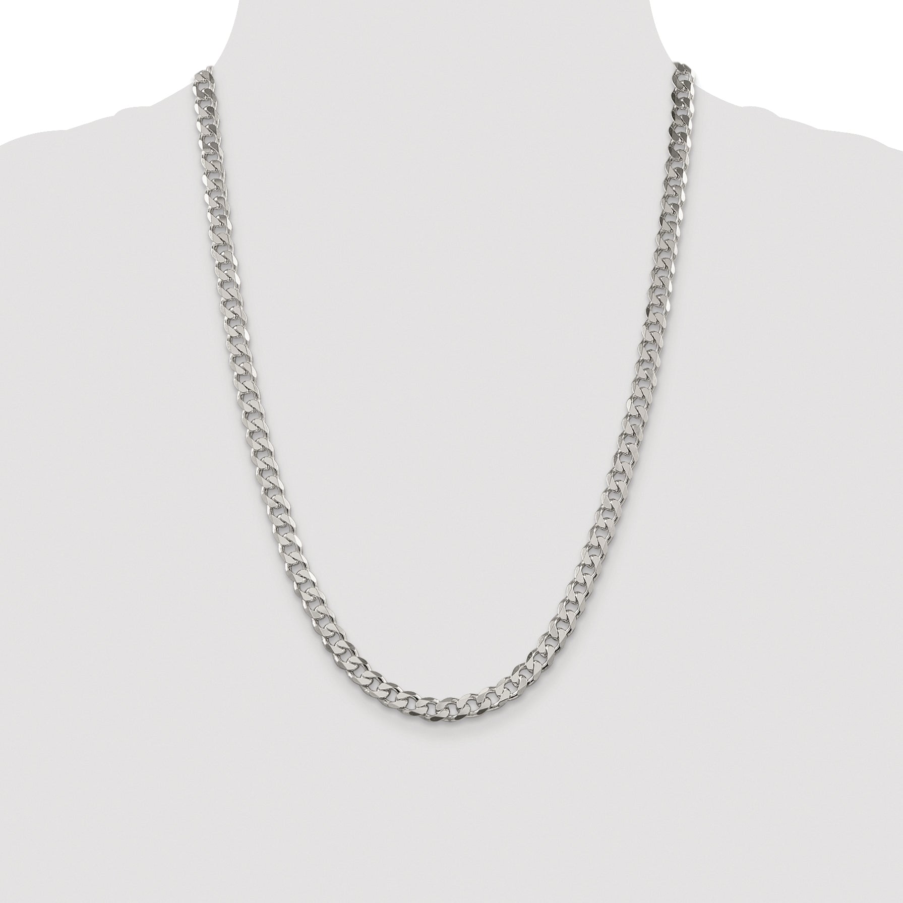 Sterling Silver Rhodium-plated 7mm Pav‚ Curb Chain