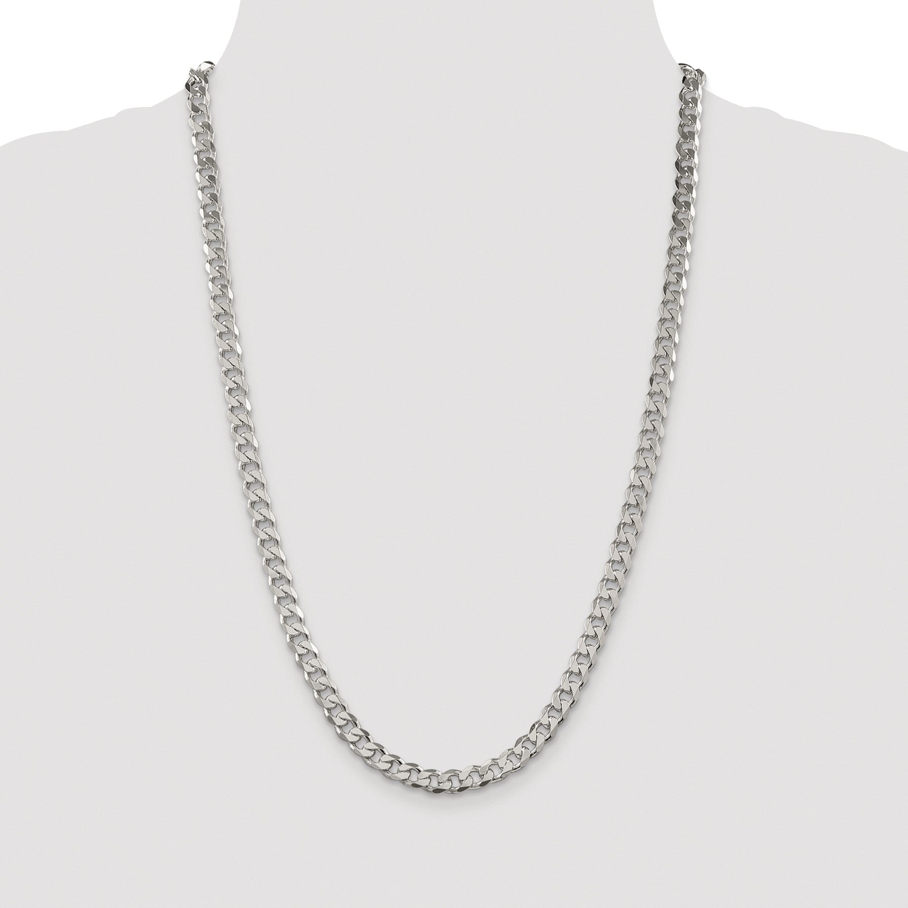Sterling Silver Rhodium-plated 7mm Pav‚ Curb Chain