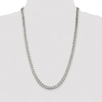 Sterling Silver Rhodium-plated 7mm Pav‚ Curb Chain