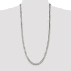 Sterling Silver Rhodium-plated 7mm Pave Curb Chain