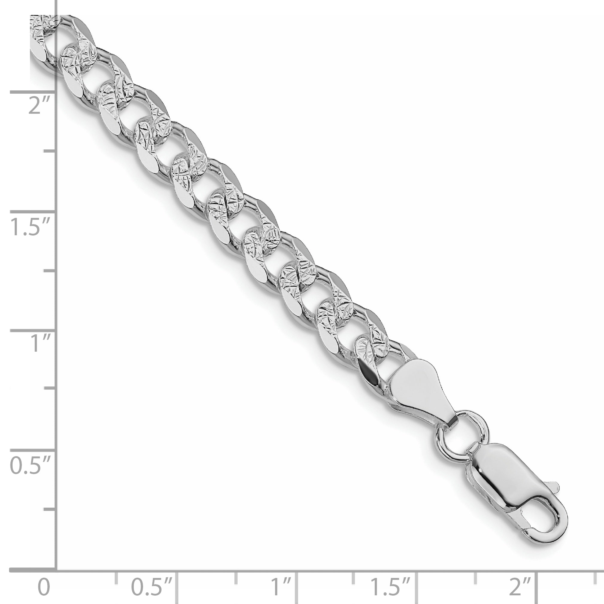 Sterling Silver Rhodium-plated 7mm Pav‚ Curb Chain