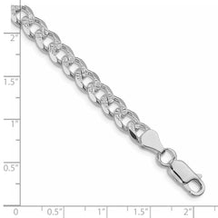 Sterling Silver Rhodium-plated 7mm Pav‚ Curb Chain