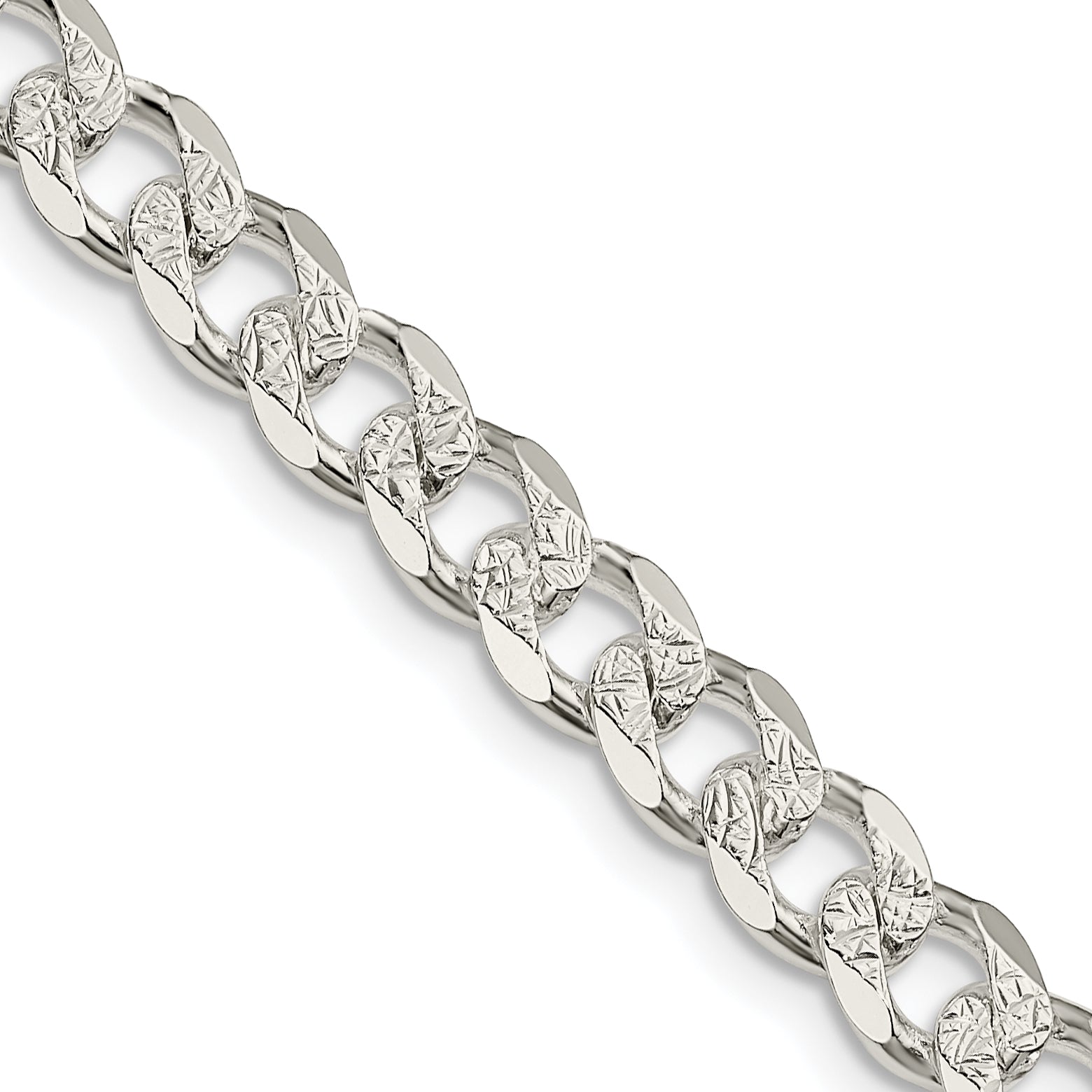 Pavé Curb Chain Necklace in Sterling Silver, 7mm Secondary image