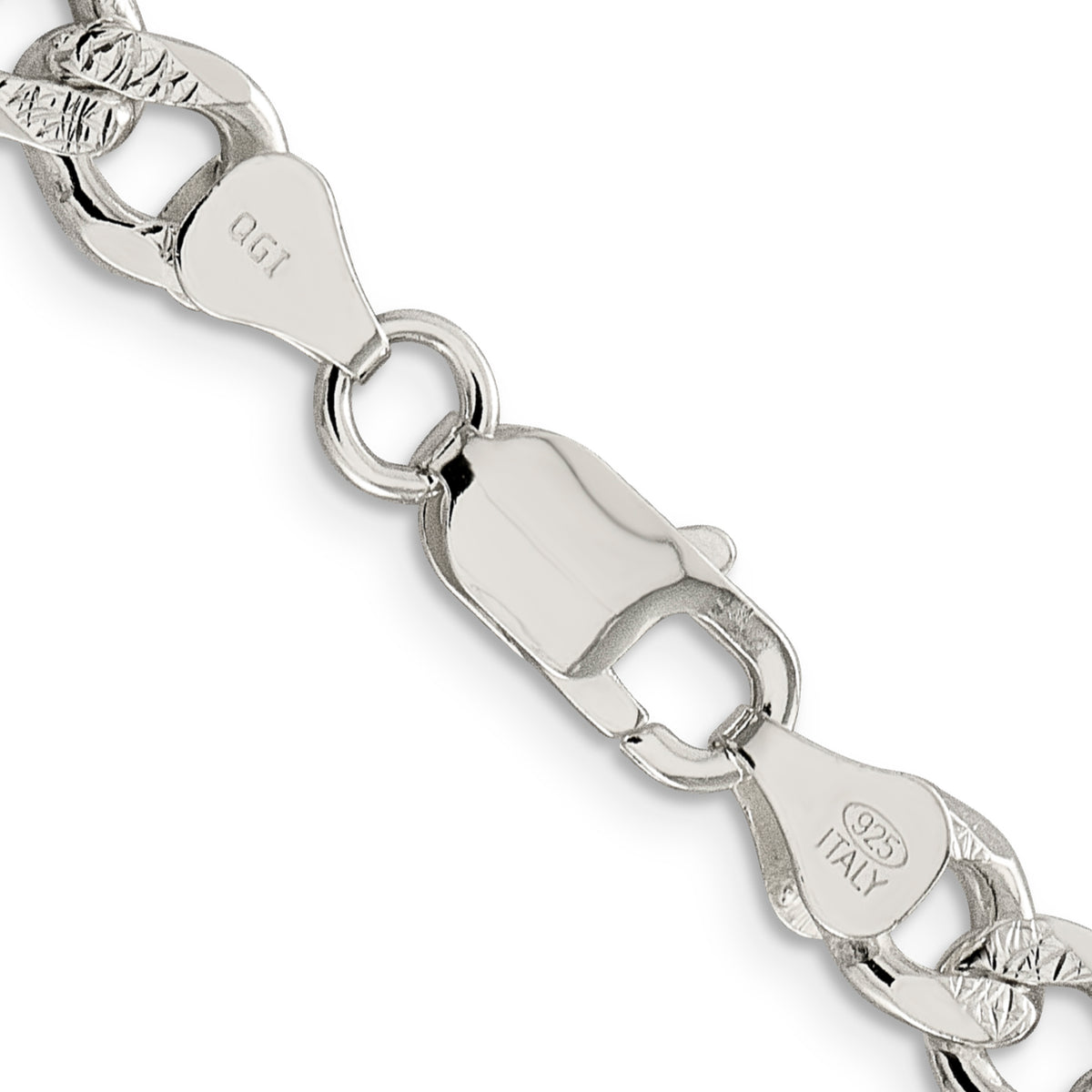 Sterling Silver 7.5mm Pav� Curb Chain