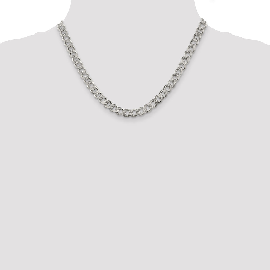 Sterling Silver 7.5mm Pav� Curb Chain