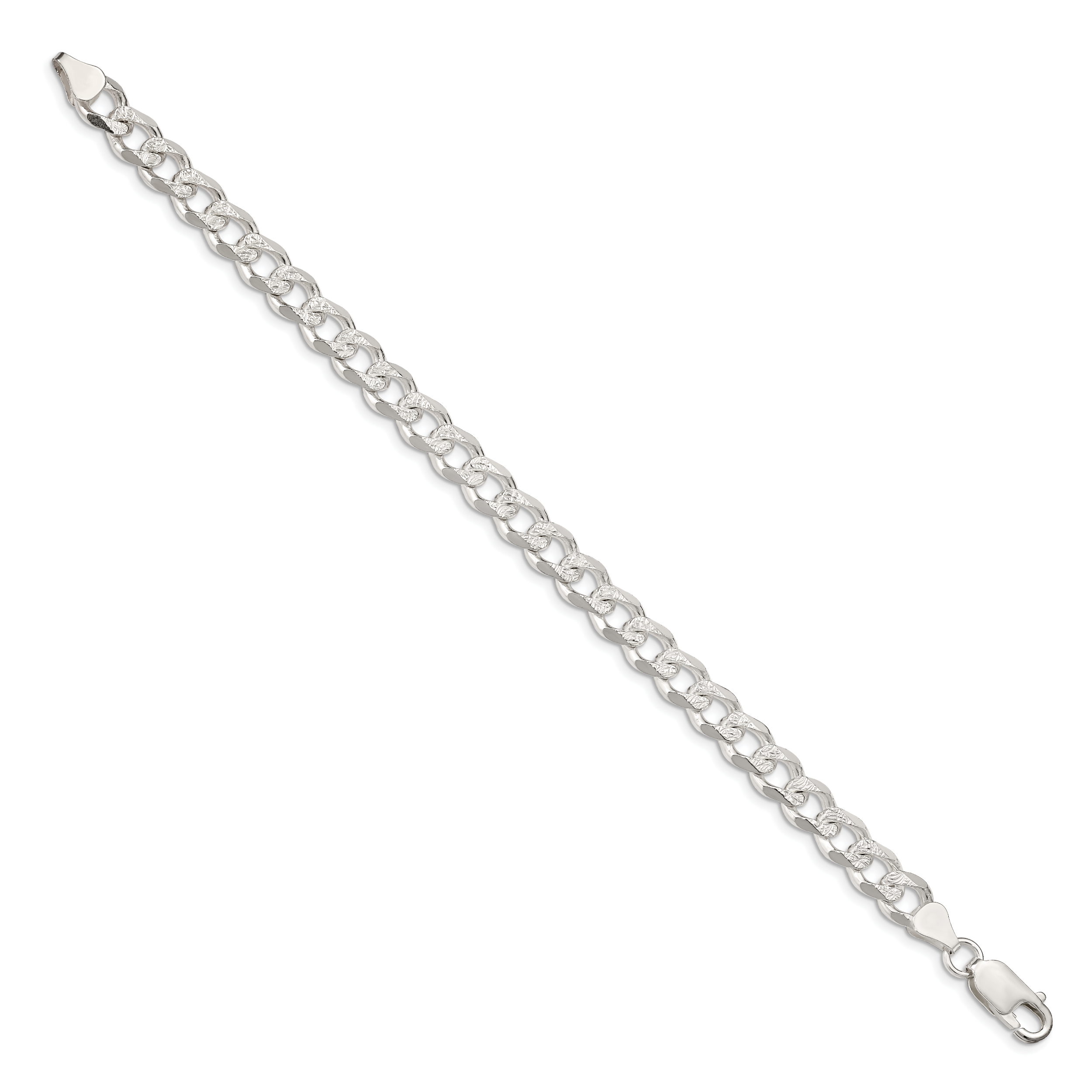Sterling Silver 7.5mm Pav‚ Curb Chain Secondary image