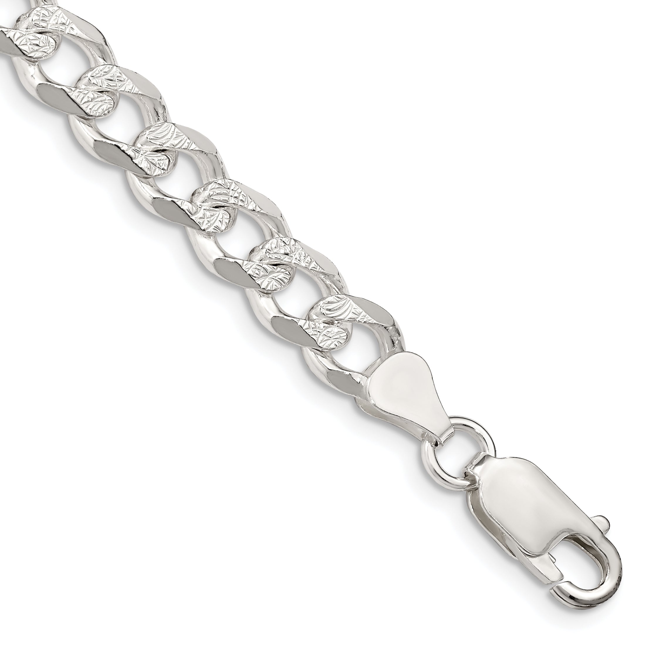 Sterling Silver 7.5mm Pav‚ Curb Chain Main image