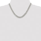 Sterling Silver Rhodium-plated 7.5mm Pave Curb Chain