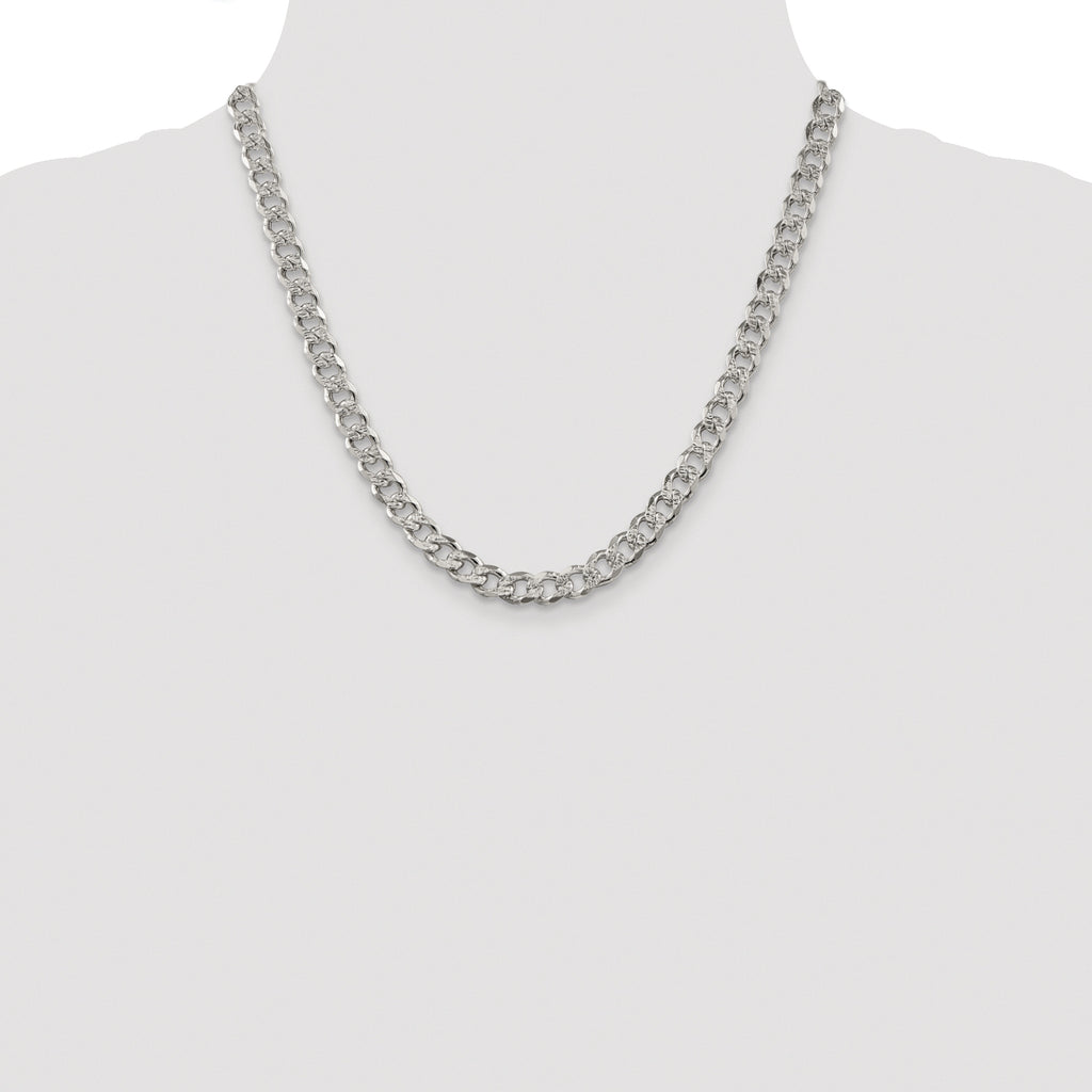 Sterling Silver Rhodium-Plated Curb Chain Necklace 7.5mm