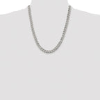 Sterling Silver Rhodium-plated 7.5mm Pave Curb Chain