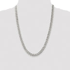 Sterling Silver Rhodium-plated 7.5mm Pav� Curb Chain