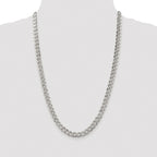 Sterling Silver Rhodium-plated 7.5mm Pav� Curb Chain