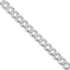 Sterling Silver Rhodium-plated 7.5mm Pav‚ Curb Chain