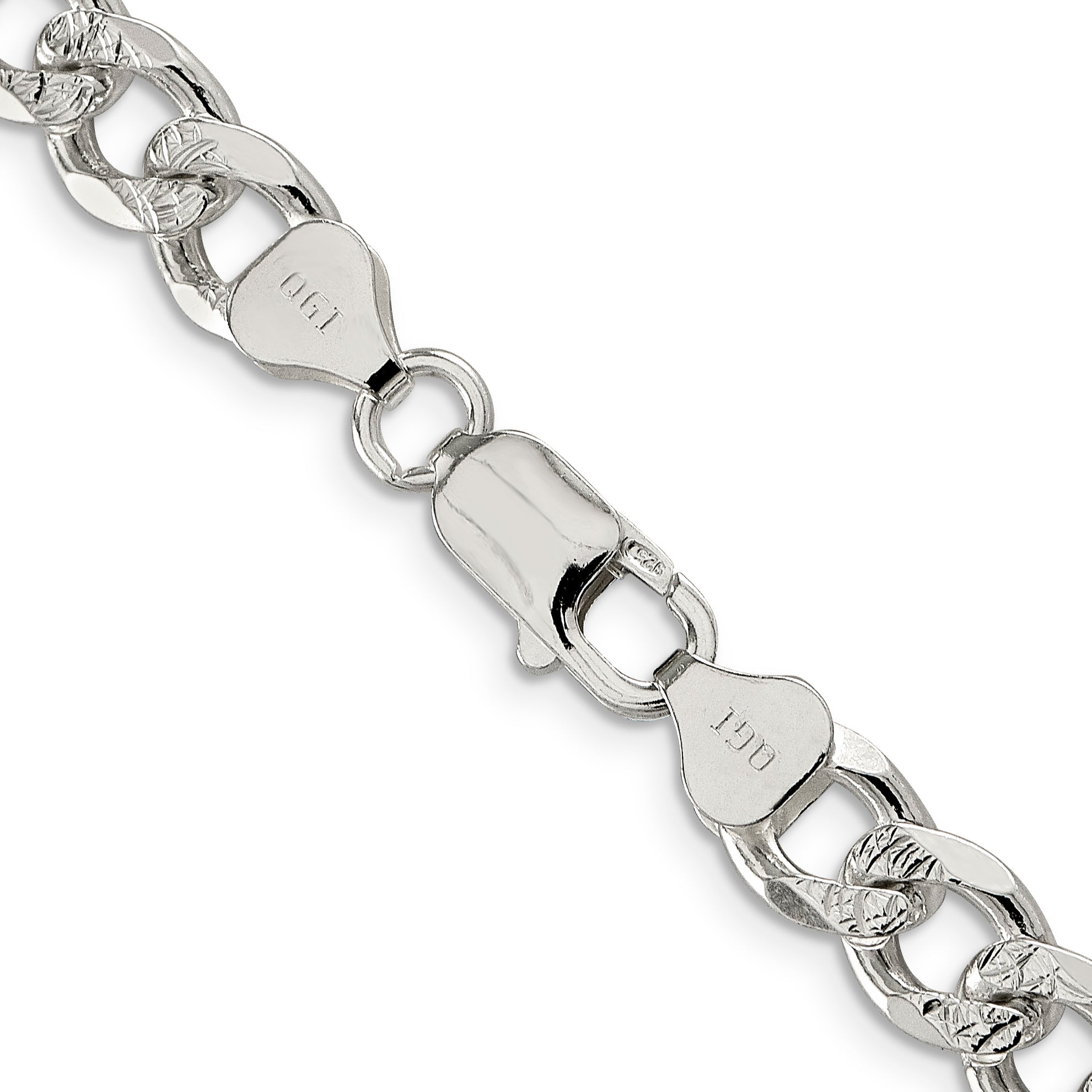 Sterling Silver 8.3mm Pave Curb Chain