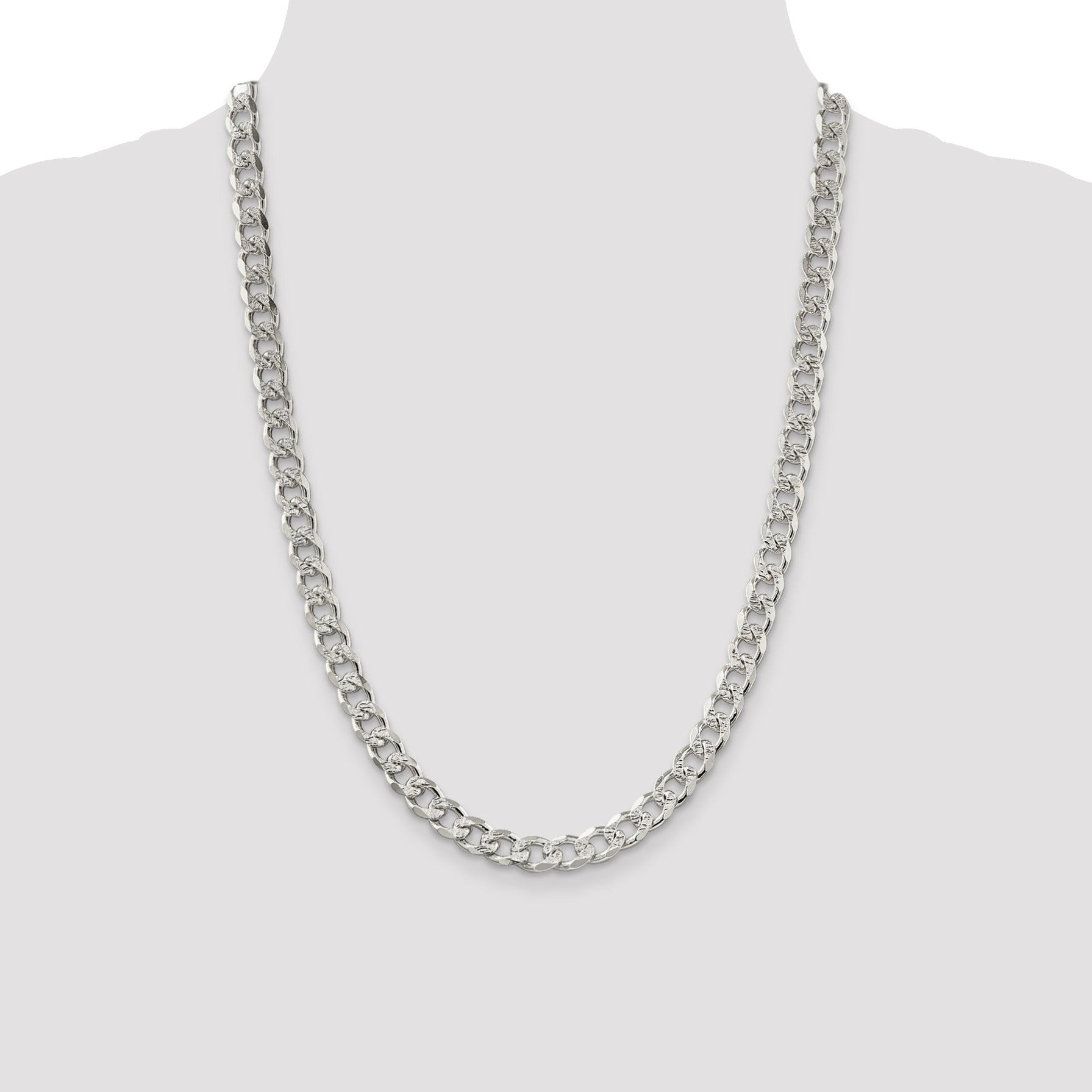 Sterling Silver 8.3mm Pav‚ Curb Chain